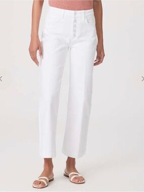 PAIGE Leenah Ankle Jeans Womens 31 White Wide Leg Button Fly